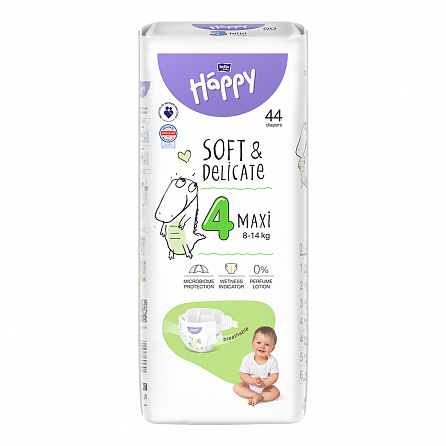 картинка Подгузники детские одноразовые HAPPY BELLA BABY maxi (вес 8-14 кг, 44 шт.) магазин Одежда+ являющийся официальным дистрибьютором в Украине
