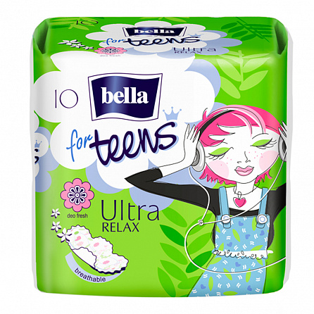 картинка Прокладки гигиенические Bella for Teens: Ultra Relax extra soft deo greеn tea магазин Одежда+ являющийся официальным дистрибьютором в Украине