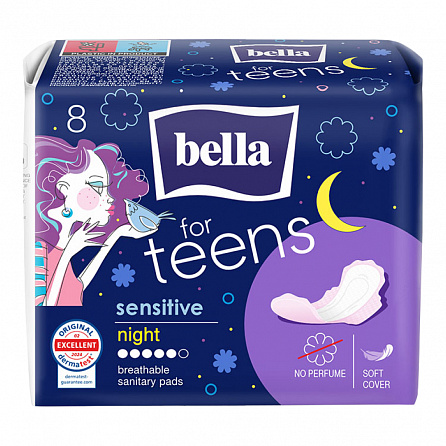 картинка Прокладки гигиенические BELLA FOR TEENS SENSITIVE night магазин Одежда+ являющийся официальным дистрибьютором в Украине