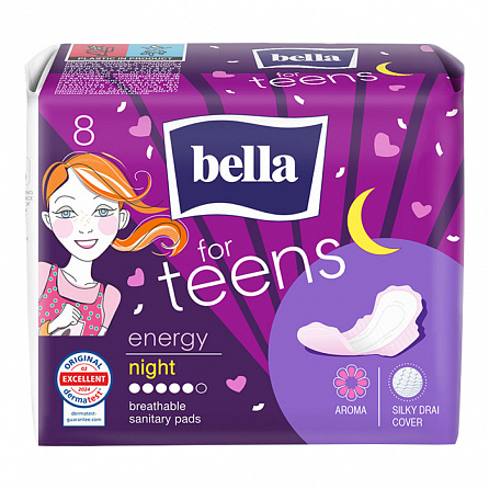 картинка Прокладки гигиенические BELLA FOR TEENS ENERGY night магазин Одежда+ являющийся официальным дистрибьютором в Украине