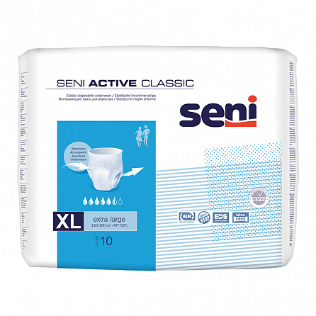 картинка Трусы впитывающие для взрослых SENI ACTIVE CLASSIC магазин Одежда+ являющийся официальным дистрибьютором в Украине
