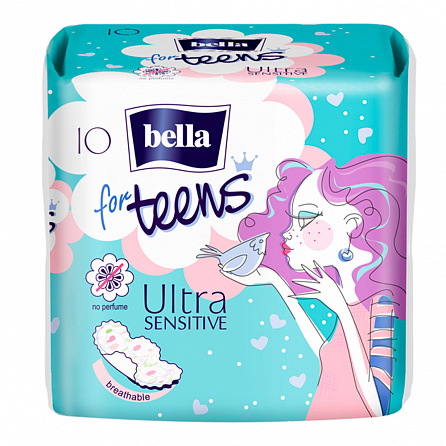 картинка Прокладки гигиенические Bella for Teens: Ultra Sensitive extra soft магазин Одежда+ являющийся официальным дистрибьютором в Украине