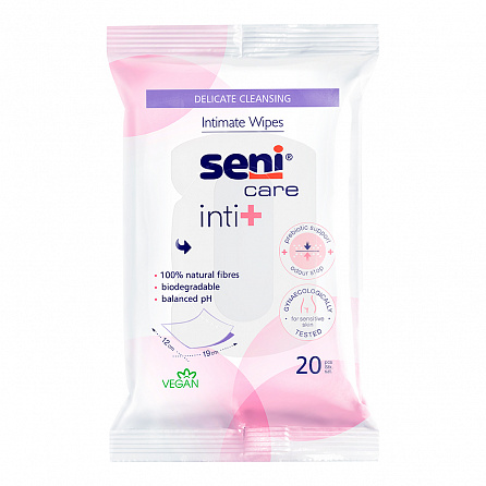 картинка Салфетки влажные для интимной гигиены при недержании мочи SENI CARE inti+ магазин Одежда+ являющийся официальным дистрибьютором в Украине