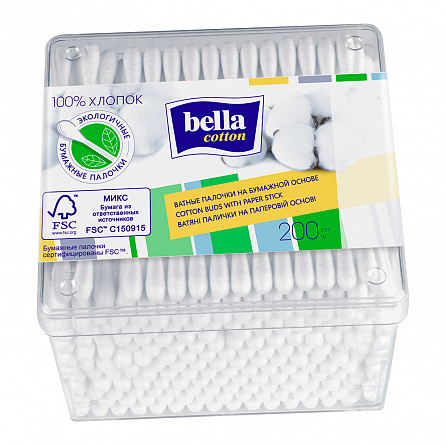 картинка Палочки гигиенические BELLA Cotton бум. основа магазин Одежда+ являющийся официальным дистрибьютором в Украине