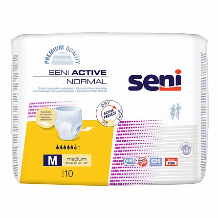 картинка Трусы впитывающие для взрослых SENI ACTIVE NORMAL магазин Одежда+ являющийся официальным дистрибьютором в Украине
