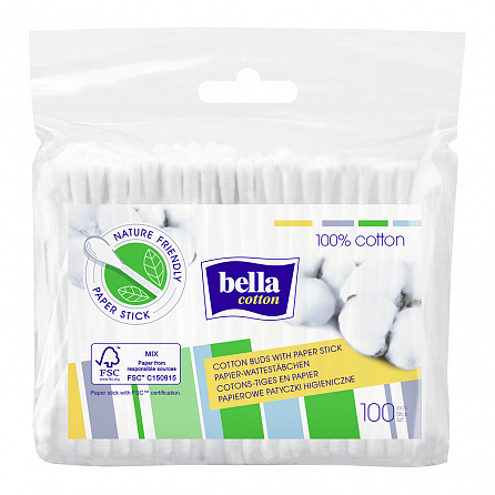картинка Палочки гигиенические BELLA Cotton бум. основа магазин Одежда+ являющийся официальным дистрибьютором в Украине