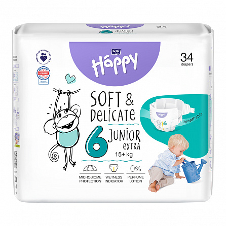 картинка Подгузники детские одноразовые HAPPY BELLA BABY junior extra (вес 15+ кг, 34 шт.) магазин Одежда+ являющийся официальным дистрибьютором в Украине