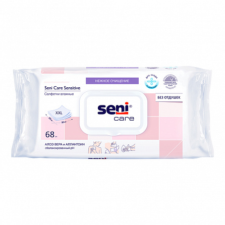 картинка Салфетки влажные для ухода за кожей SENI CARE Sensitive магазин Одежда+ являющийся официальным дистрибьютором в Украине