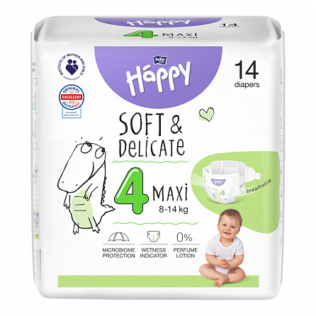 картинка Подгузники детские одноразовые HAPPY BELLA BABY maxi (вес 8-14 кг, 14 шт.) магазин Одежда+ являющийся официальным дистрибьютором в Украине