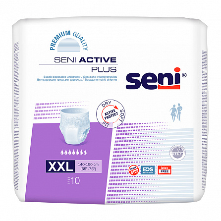 картинка Трусы впитывающие для взрослых SENI ACTIVE PLUS extra extra large (10 шт.) магазин Одежда+ являющийся официальным дистрибьютором в Украине