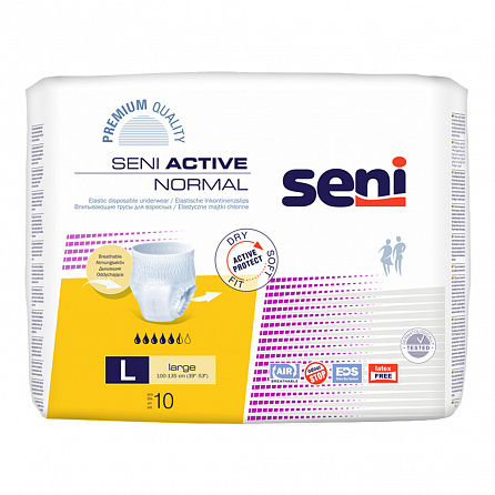 картинка Трусы впитывающие для взрослых SENI ACTIVE NORMAL магазин Одежда+ являющийся официальным дистрибьютором в Украине