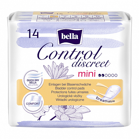 картинка Прокладки урологические BELLA CONTROL DISCREET mini магазин Одежда+ являющийся официальным дистрибьютором в Украине