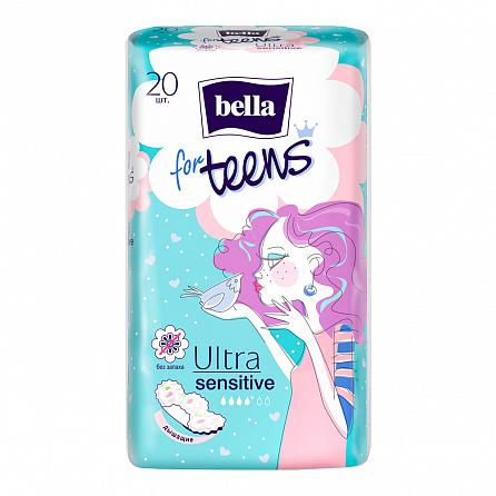 картинка Прокладки гигиенические Bella for Teens: Ultra Sensitive extra soft магазин Одежда+ являющийся официальным дистрибьютором в Украине
