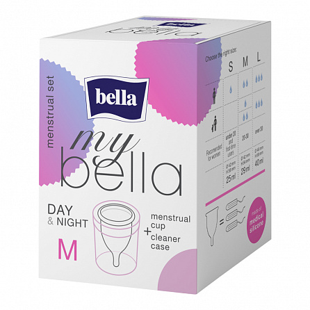 картинка Менструальная чаша my bella и контейнер для хранения и чистки medium магазин Одежда+ являющийся официальным дистрибьютором в Украине