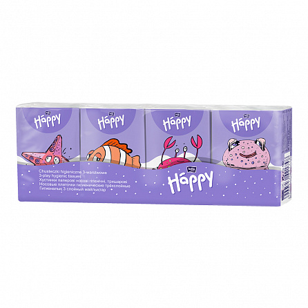 картинка Носовички бумажные гигиенические, трехслойные (Bella Baby Happy 9x8 шт./1 паков.) магазин Одежда+ являющийся официальным дистрибьютором в Украине