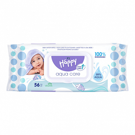 картинка Салфетки влажные для детей Bella Baby Нарру AQUA CARE магазин Одежда+ являющийся официальным дистрибьютором в Украине